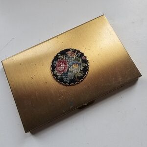 Vintage Needlepoint Hardcase Card Holder